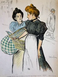 Les lavandières, gravure, France