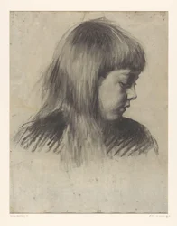 Tête de fille, regardant vers la droite