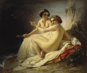 Deux filles dans une grotte