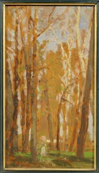 Spaziergang im Prater - Promenade dans les jardins du Prater ... (huile sur bois)