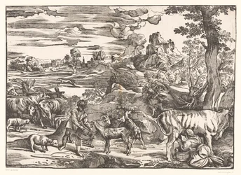 Paysage avec laitière