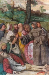 Saint Antoine réattachant le pied à un jeune homme, École du Saint (détail)