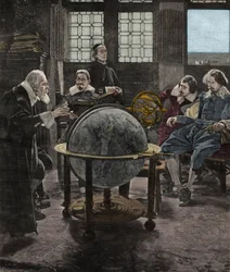 John Milton (1608-1674) rendant visite à Galileo Galilei (Galilée), dans sa prison de l