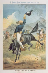 Montant les chevaux qui ruent, Lord Salisbury sur le cheval noir Gladstone, tiré de « St. Stephen