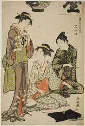 Se Rafraîchir à Nakasu (Nakasu no suzumi), de la série "Collection de Beautés Contemporaines des Quartiers de Plaisir (Tosei yuri bijin awase)"