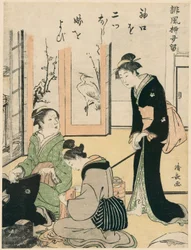 La belle-mère taquinant la mariée, de la série "Une collection de poèmes humoristiques (Haifu yanagidaru)"