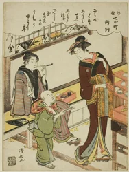 Perroquet (Omu), de la série "Versions du Monde Flottant des Sept Komachi (Ukiyo Nana Komachi)"