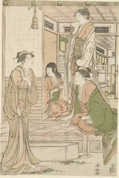 Yoshitsune apportant une sérénade à Joruri hime