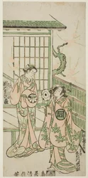 Les acteurs Sanogawa Ichimatsu I dans le rôle de Minamoto no Yorimasa et Segawa Kikujiro I dans le rôle de Karumo, l