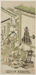 Les Acteurs Utagawa Shirogoro comme Ukishima Daihachi et Sanogawa Senzo comme Senju no Mae
