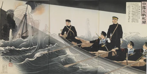 Nouvelles des batailles russo-japonaises : Commandant de marine Hirose Takeo, époque Meiji