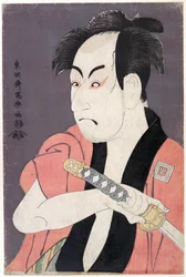 Ichikawa Omezo I dans le rôle de Yakko Ippei, de la pièce Koinyobo Somewake Tazuna, par Tōshūsai Sharaku, actif de 1794 à 1795