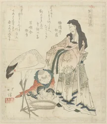 Philosophe chinois avec une grue