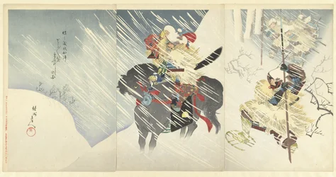 Général Sasa Narimasa dans une forte tempête de neige