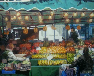 Grand étal de marché (Lewisham, Londres), 2011 (huile sur carton)