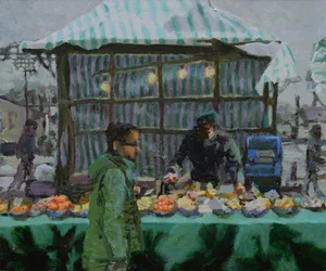 Marché (Deptford), 2015 (huile sur toile)