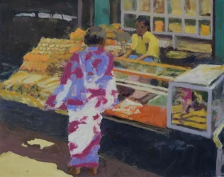 Étalage de marché (Mumbai), 2016 (huile sur toile)