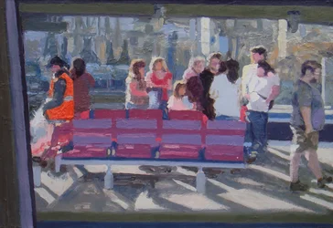 Vue à travers la fenêtre du train, 2010 (huile sur carton)