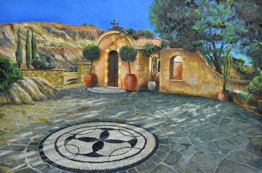 Chapelle Lyndos, Rhodes, Grèce, 2024 (huile sur panneau)