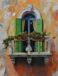Balcon français, Aix- en- Provence, France, 2024 (huile sur panneau)