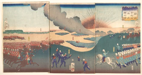 Manœuvres de trois catégories de soldats français et anglais (Furansu Igirisu sanhei ōchōren no zu)