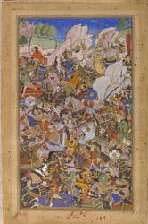 La bataille précédant la capture du fort de Bundi, Rajasthan, en 1577