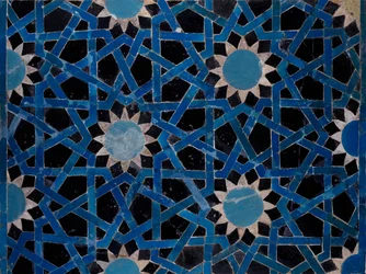 Panneau en faïence décoré de motifs géométriques de Konya, Turquie, civilisation seldjoukide