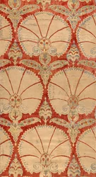 Panneau de velours rouge coupé avec des palmettes d