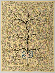 Panneau de soie avec arbre de vie brodé