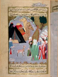 Le prophète Muhammad (Mahomet ou Muhammad) (570-632) écoute les pleurs d