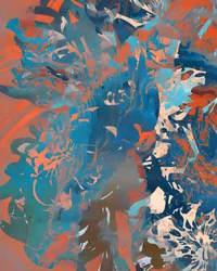 Fluide abstrait orange et bleu