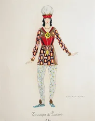 Costume pour le Prince de Perse de Turandot par Giacomo Puccini, croquis de Umberto Brunelleschi (1879-1949) pour la première représentation de l