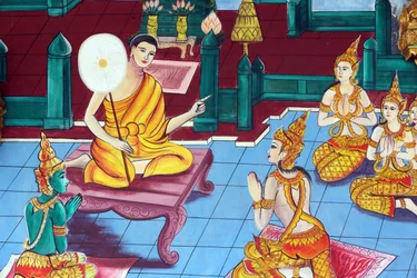 20151029, Vientiane, Laos : Temple bouddhiste Wat Inpeng. Peinture représentant l