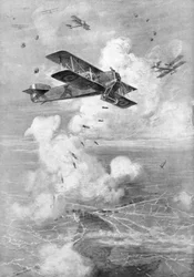 Un bombardier biplan français Breguet en action, vers 1917-1926