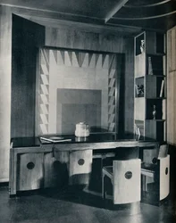 Table de conférence et chaises pour un bureau privé. Conçu par Joseph Sinel, 1930