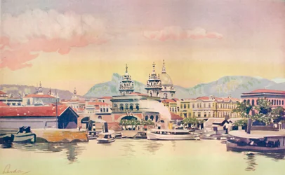 Un coin du quai des douanes de Rio, 1914
