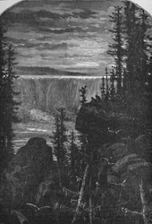 Vue nocturne des chutes du Niagara autrefois, 1883