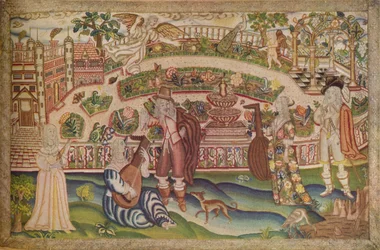 Une rare image en petit point de la période de Charles Ier, 17ème siècle, 1936