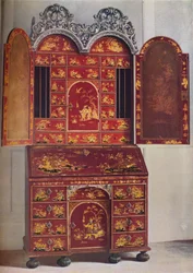 Un cabinet en laque rouge, vers 1685, 1936