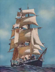 Un navire-école pendant cinquante-deux ans, le Joseph Conrad est maintenant enregistré comme yacht, 1937