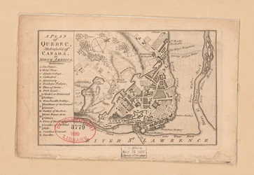 Plan de Québec, métropole du Canada en Amérique du Nord