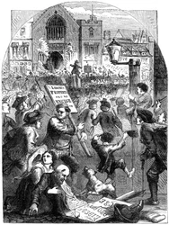 Une assemblée tumultueuse devant le Parlement, Londres, 18e siècle 19e siècle