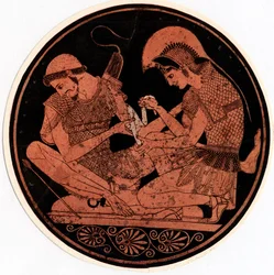 Achille bandant la blessure de Patrocle, vers 1900