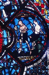 Adam et Ève, vitrail, Cathédrale de Chartres, France, 1205-1215