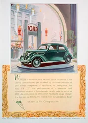 Publicité pour la voiture Ford V8 22, 1937