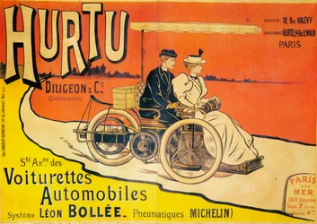 Publicité pour les voitures Hurtu, vers 1896