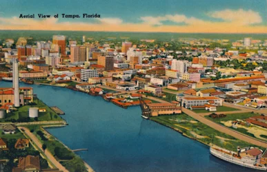 Vue aérienne de Tampa, Floride, vers les années 1940