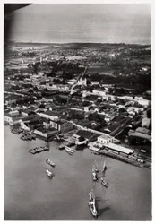Vue aérienne de Natal, Afrique du Sud, depuis un Zeppelin, 1930-1933