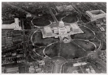 Vue aérienne du Capitole, Washington DC, USA, depuis un Zeppelin, 1928