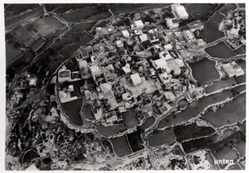 Vue aérienne des hauteurs autour de Jérusalem, Palestine, depuis un Zeppelin, 1931-1933